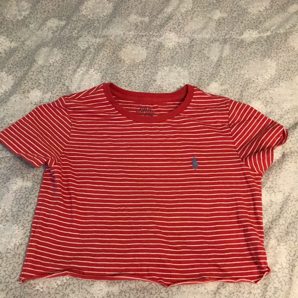 Cropped stripped polo T